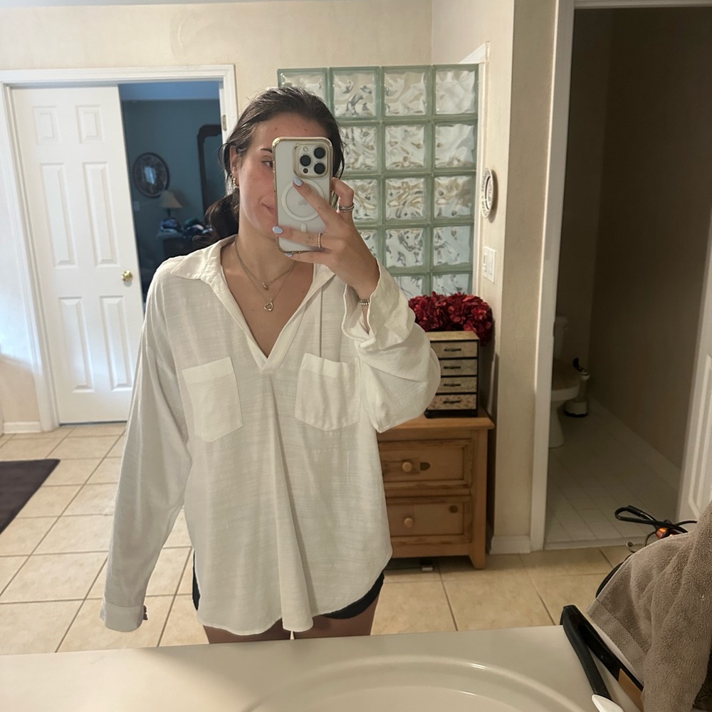 LOFT White Oversized Shirt